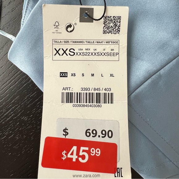 Zara Dresses Zara Baby Blue Satin Corset Dress Long Size Xxs New